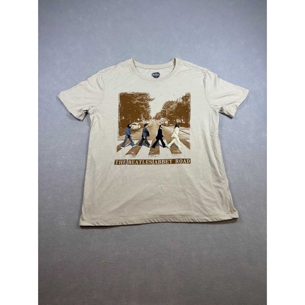 The Beatles Abbey Road Graphic T-Shirt Cream Rhinestone Band Tee Womens Small